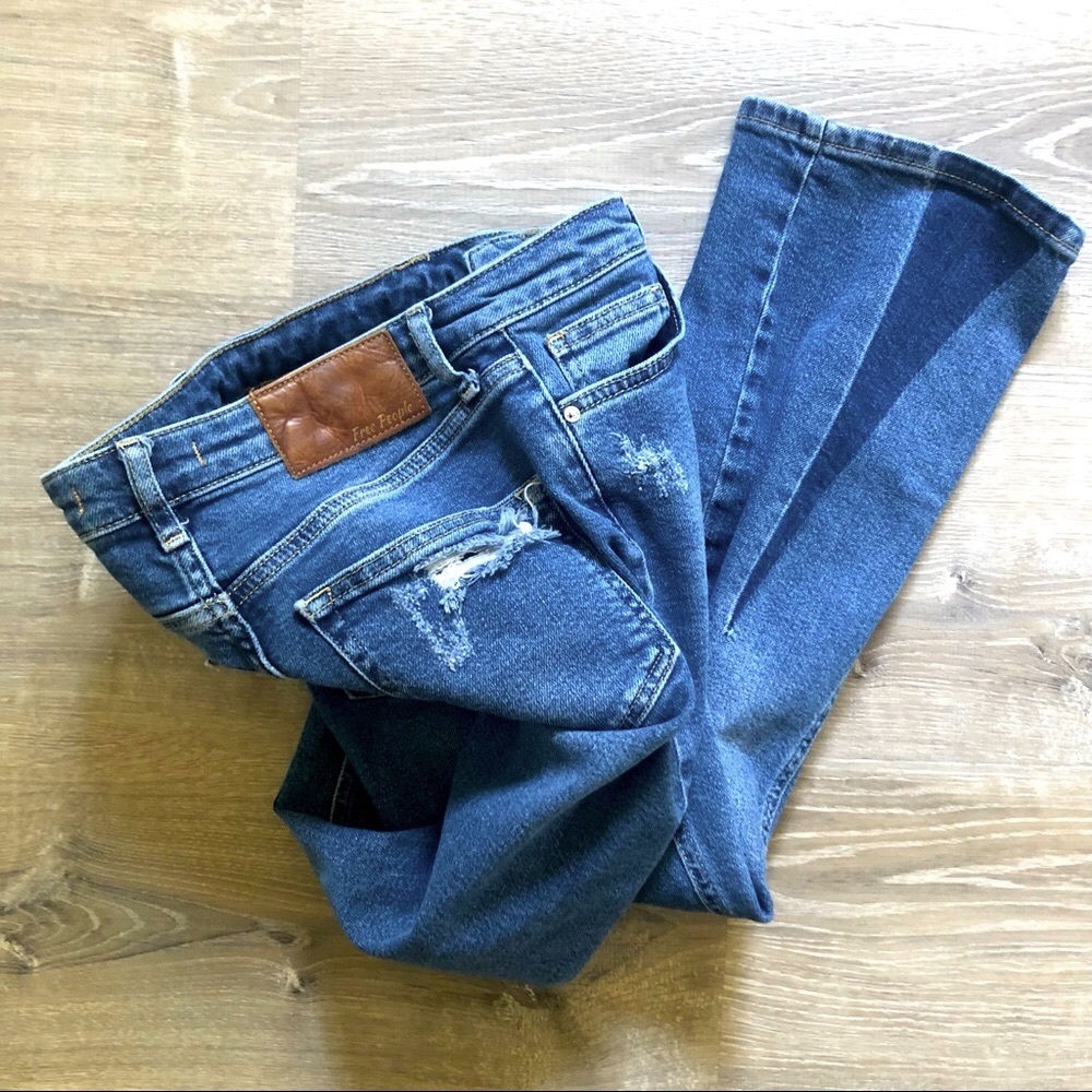 27 FREE PEOPLE Boot Cut, Flare, Cropped, Distressed, wide leg, 27 - Picture 3 of 11